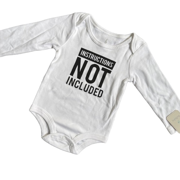 NWT LULLABY LANE WHITE LONG SLEEVE “INSTRUCTIONS NOT INCLUDED” BODYSUIT SIZE 18M - Picture 2 of 6